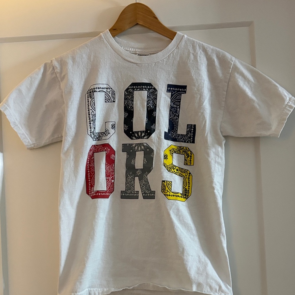 Crooks & Castles T-Shirt - White with Red, Black, Yellow - size small